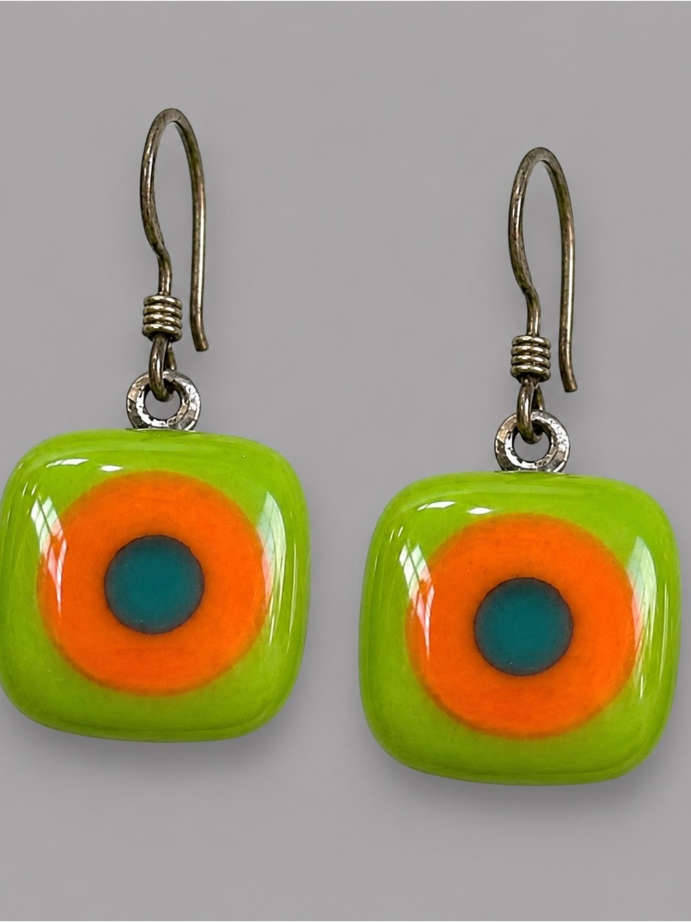 Colorful dangle earrings glass lamp work handmade retro 80s y2k 90s vintage